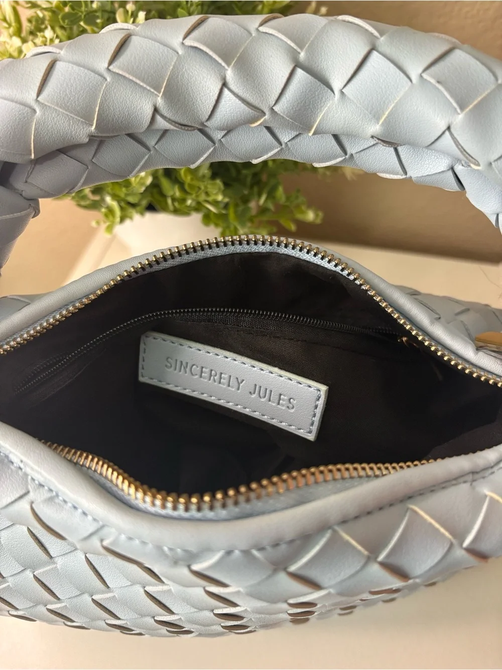 Sincerly Jules Light Blue Woven Hobo Bag